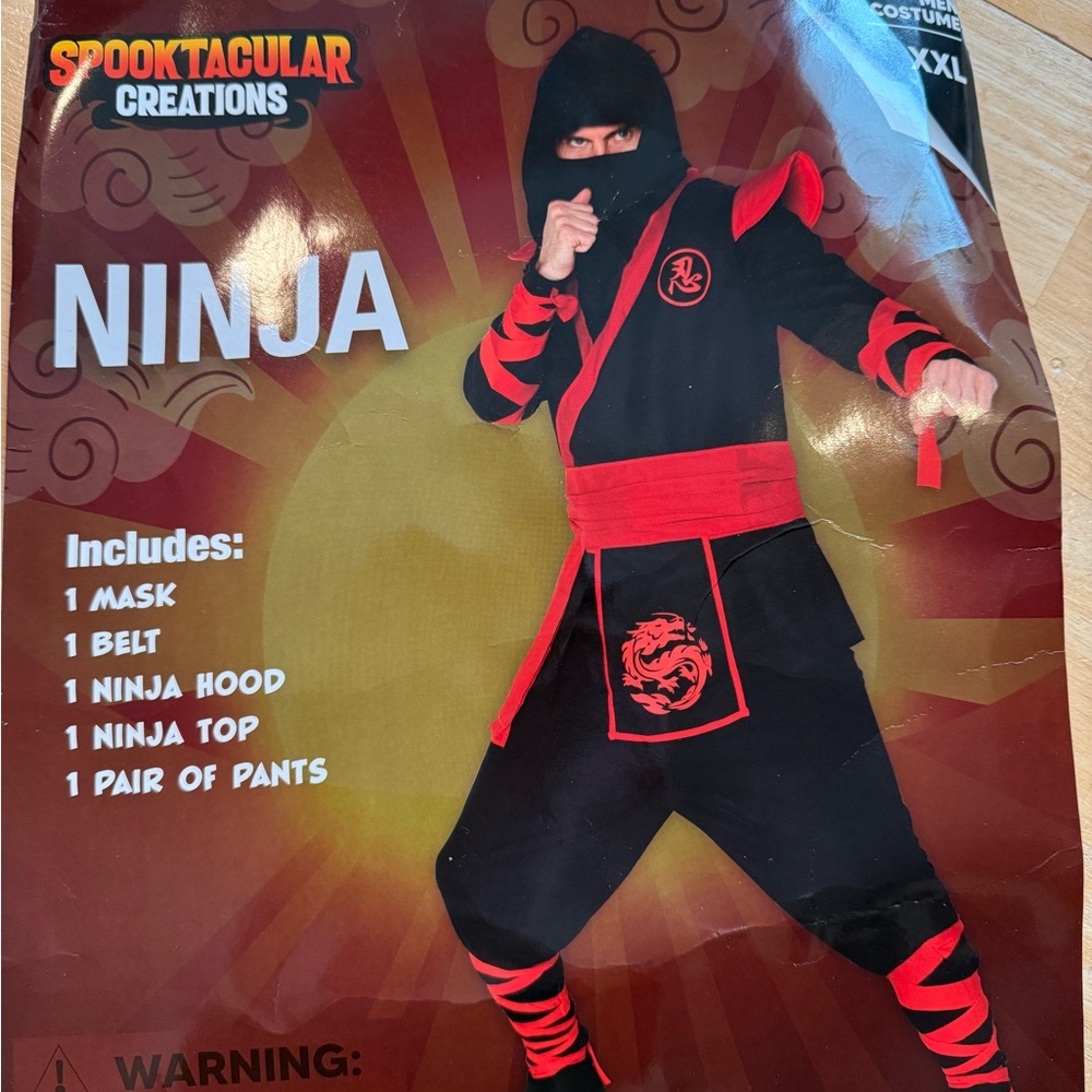 Spooktacular Creations Men's Black and Red Ninja Costume XXL